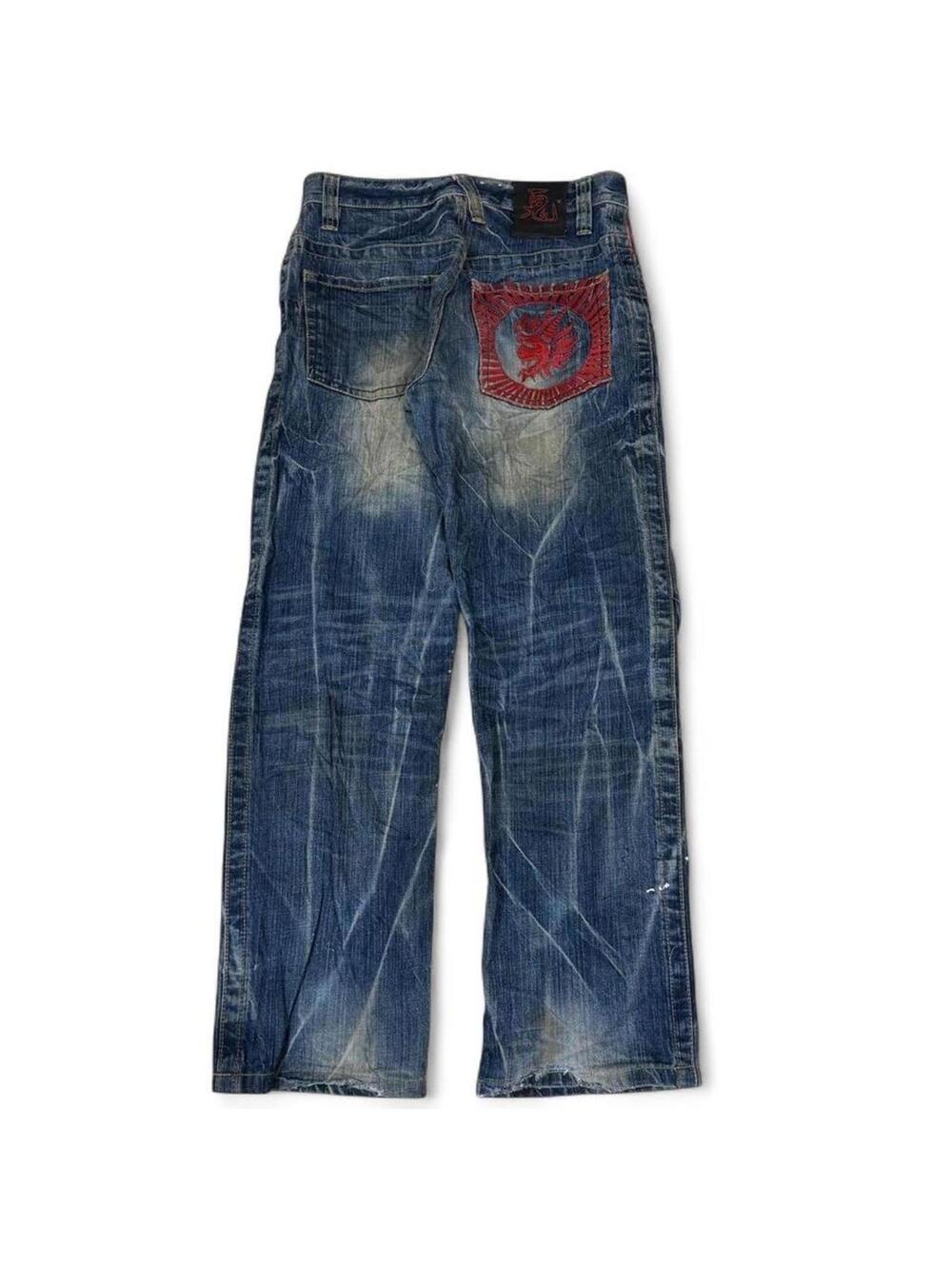 VINTAGE ONIARAI MUD WASH AND EMBROIDERY LOGO ON BACK DENIM
